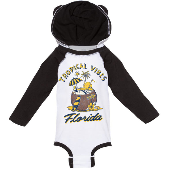 Tropical Vibes Florida Hooded Baby Onesie