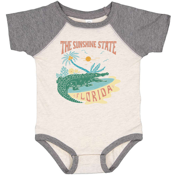 The Sunshine State Florida Baseball Baby Onesie