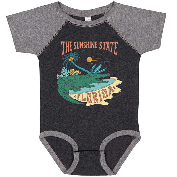 The Sunshine State Florida Baseball Baby Onesie