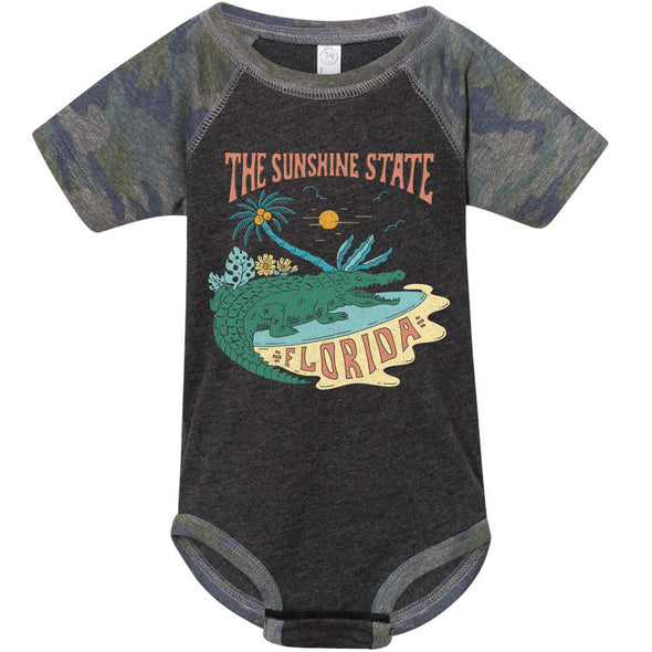 The Sunshine State Florida Baseball Baby Onesie