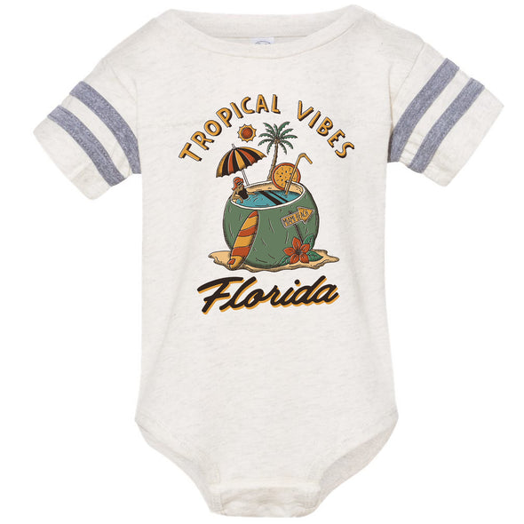 Tropical Vibes Florida Stripes Baby Onesie