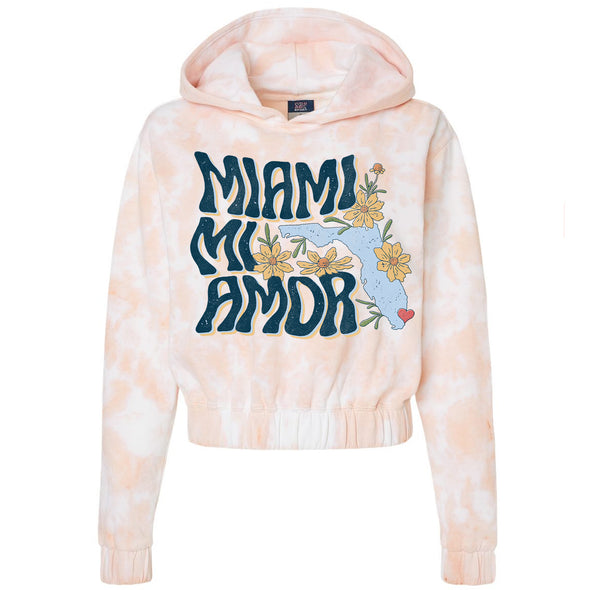 Miami mi Amor Florida Tie-Dyed Cropped Hoodie