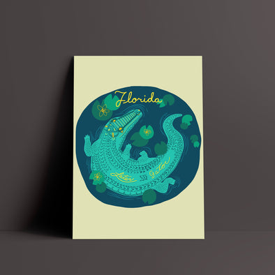 Later Gator Florida Pale Yellow Poster