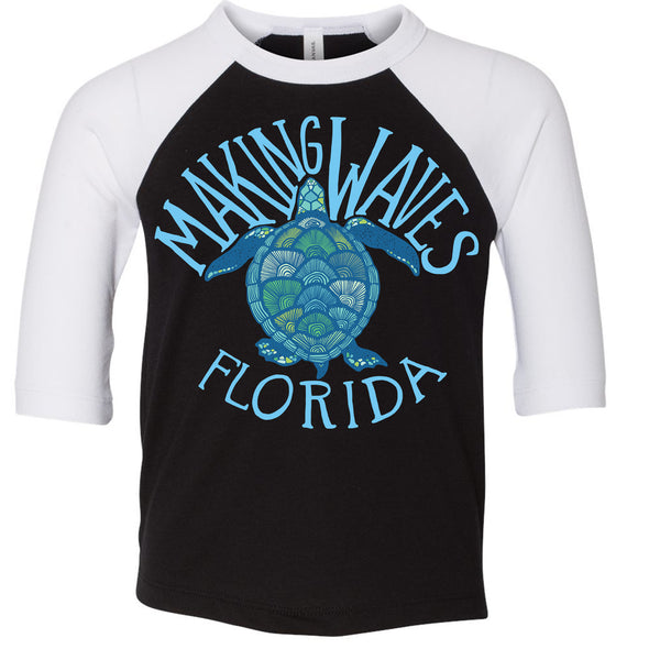 Sea Turtle Florida Toddler Baseball Tee