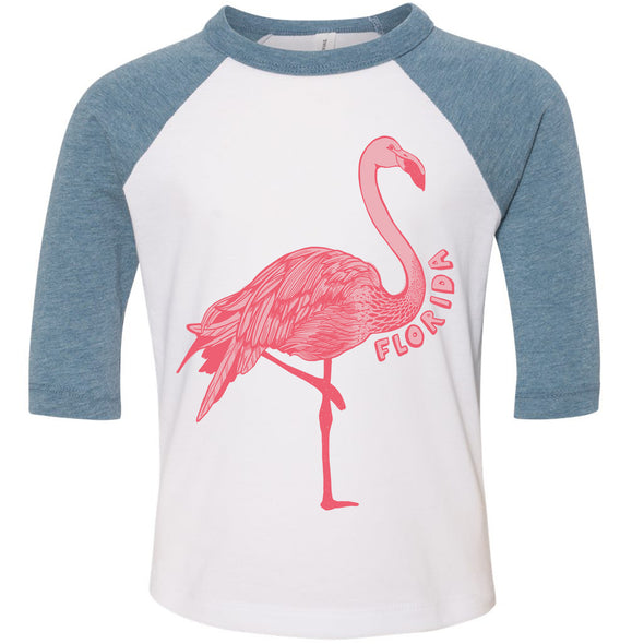 Flamingo Florida Toddler Baseball Tee