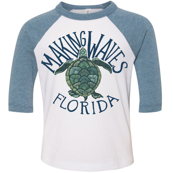 Sea Turtle Florida Toddler Baseball Tee