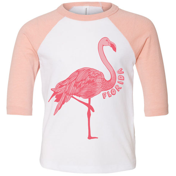 Flamingo Florida Toddler Baseball Tee