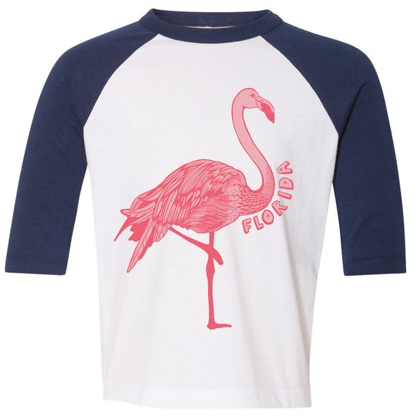 Flamingo Florida Toddler Baseball Tee