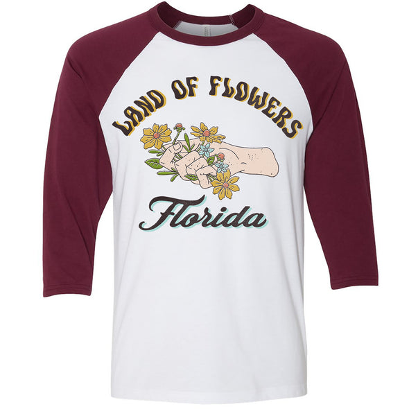 Land of Flowers Florida Baseball Tee