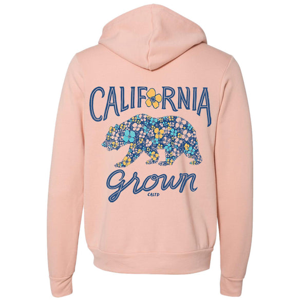 Bear Poppy Blossom Zipper Hoodie-CA LIMITED