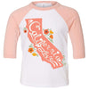 CA State With Poppies Toddler Baseball Tee-CA LIMITED