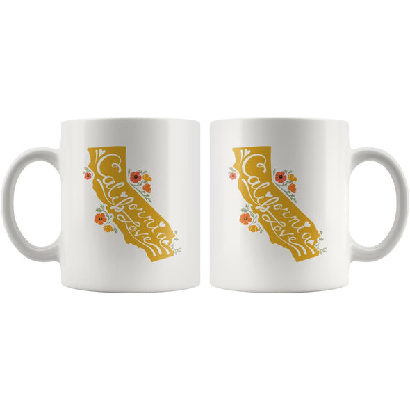 CA State With Poppies Yellow Mug-CA LIMITED