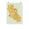 CA State with Poppies Light Green Poster-CA LIMITED