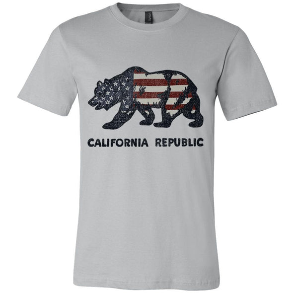 California Bear Stars & Stripes Grey Tee-CA LIMITED