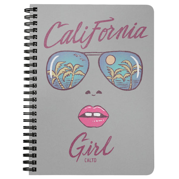 California Girl Glasses Grey Spiral Notebook-CA LIMITED