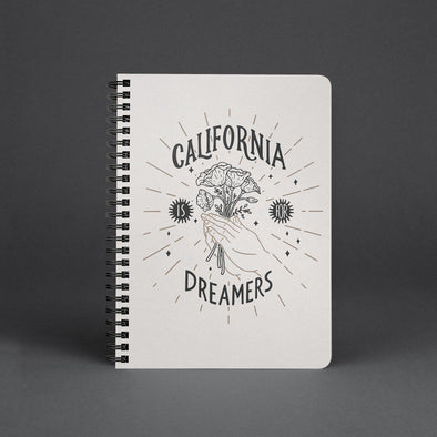 California Is For Dreamers Light Grey Spiral Notebook-CA LIMITED