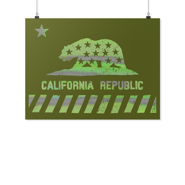 California Star Flag Olive Poster-CA LIMITED