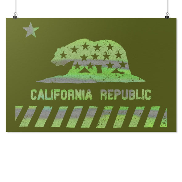 California Star Flag Olive Poster-CA LIMITED