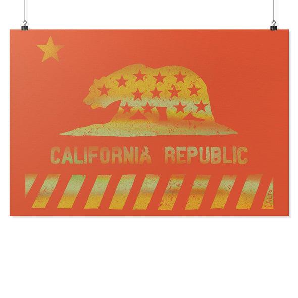 California Star Flag Orange Poster-CA LIMITED