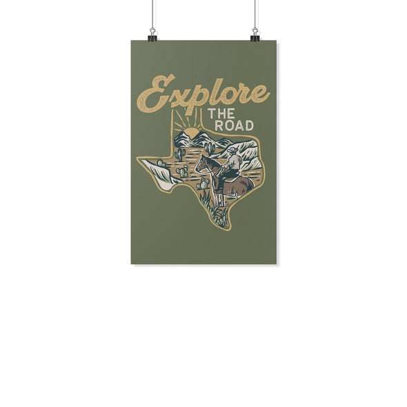 Explore the Road Texas Finch Green Poster-CA LIMITED