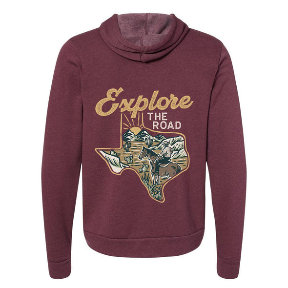 Explore the Road Texas Zipper Hoodie-CA LIMITED