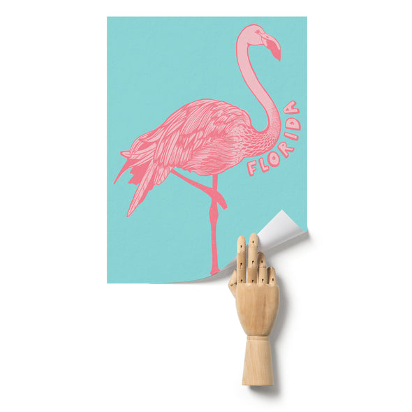 Flamingo Florida Turquoise Poster