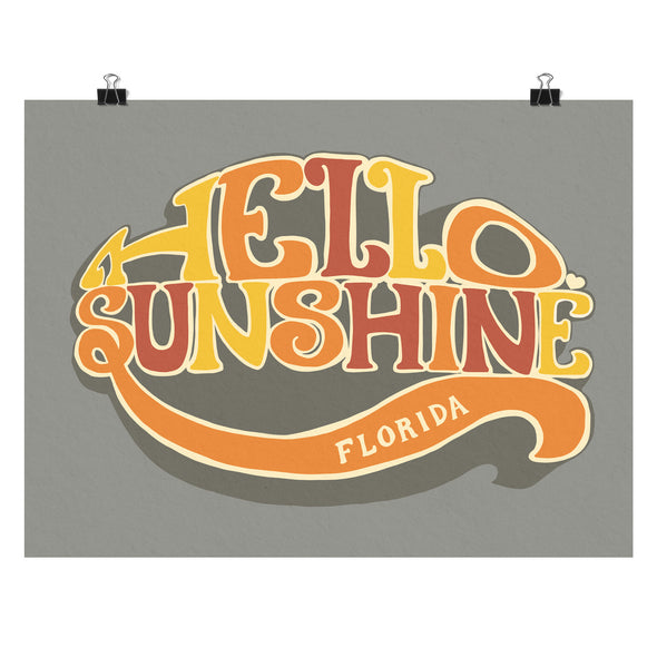 Hello Sunshine Florida Brown Poster
