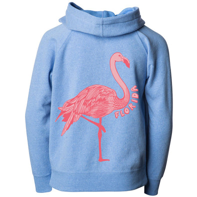 Flamingo Florida Raglan Youth Zip Up Hoodie