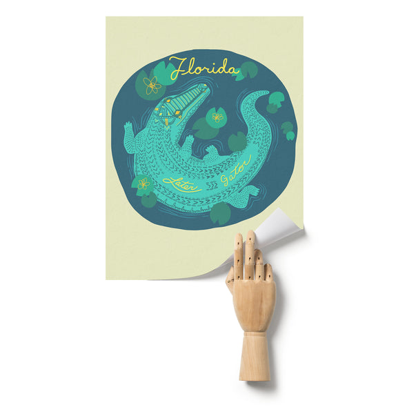 Later Gator Florida Pale Yellow Poster