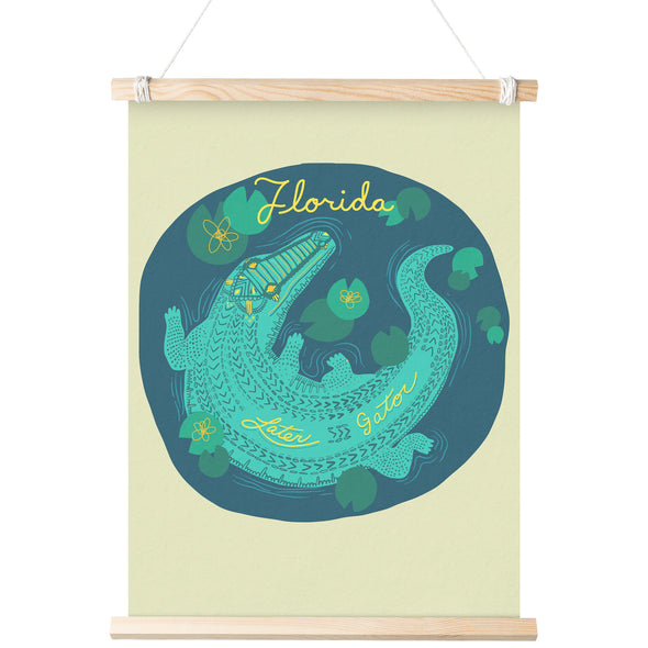 Later Gator Florida Pale Yellow Poster