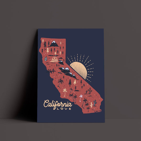 Map CA Love Navy Poster-CA LIMITED