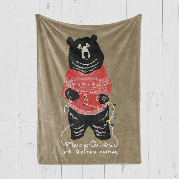 Merry Christmas Filthy Animal Bear Tan Blanket-CA LIMITED