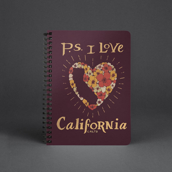 P.S. I Love California Maroon Spiral Notebook-CA LIMITED