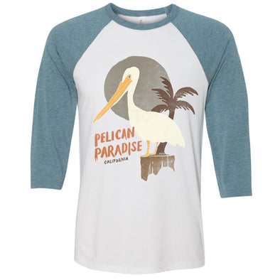 Pelican Paradise Denim Sleeves Baseball Tee-CA LIMITED