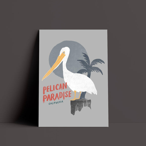 Pelican Paradise Grey Poster-CA LIMITED