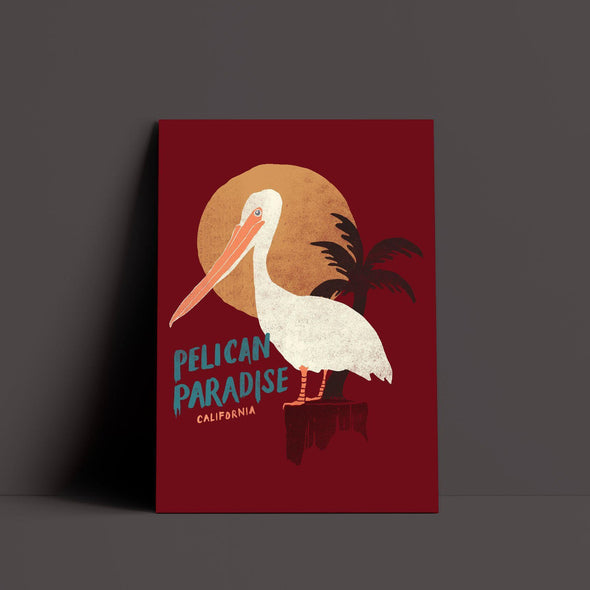 Pelican Paradise Maroon Poster-CA LIMITED