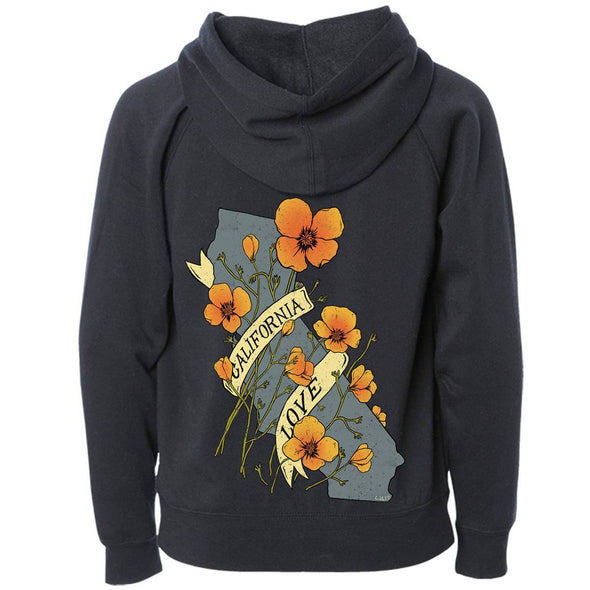 Poppies CA Love Raglan Toddlers Zip Up Hoodie-CA LIMITED