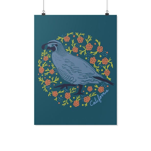 Poppy Quail Eden Blue Poster-CA LIMITED