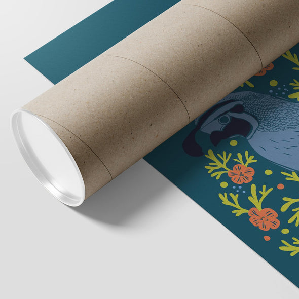 Poppy Quail Eden Blue Poster-CA LIMITED