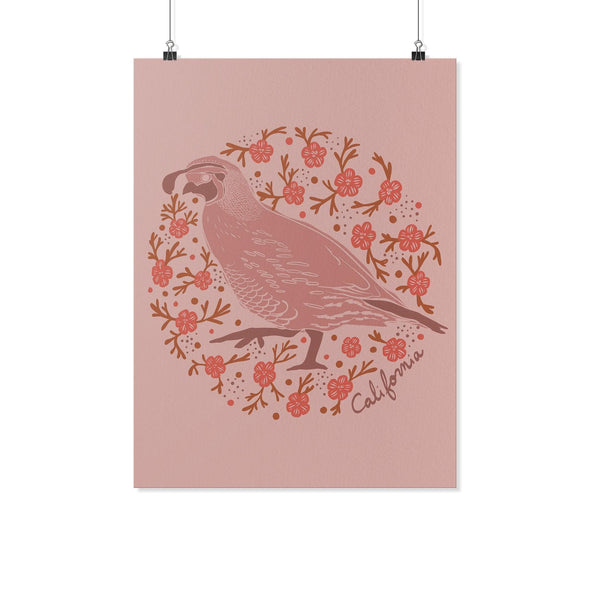 Poppy Quail Pink Poster-CA LIMITED