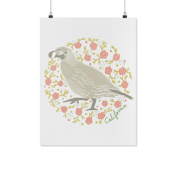 Poppy Quail White Poster-CA LIMITED