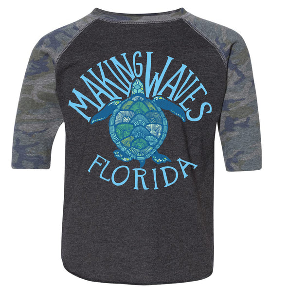 Sea Turtle Florida Toddler Baseball Tee