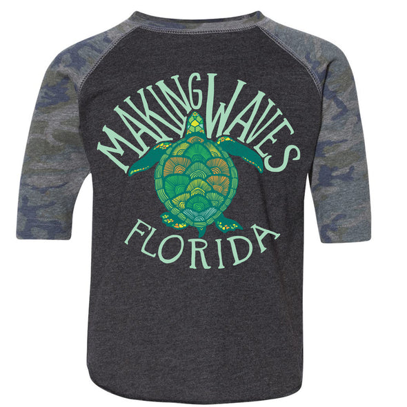 Sea Turtle Florida Toddler Baseball Tee