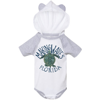 Sea Turtle Florida Hooded Baby Onesie