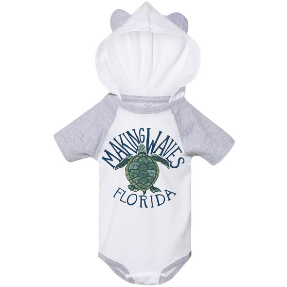 Sea Turtle Florida Hooded Baby Onesie