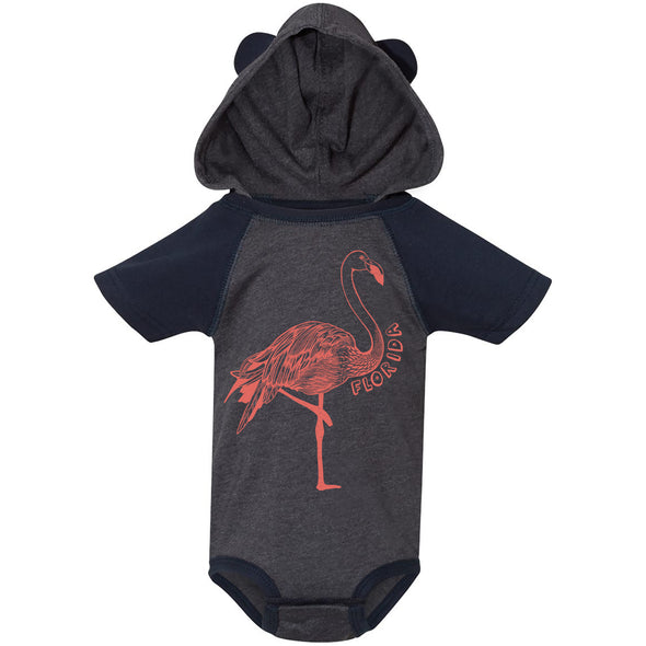 Flamingo Florida Hooded Baby Onesie