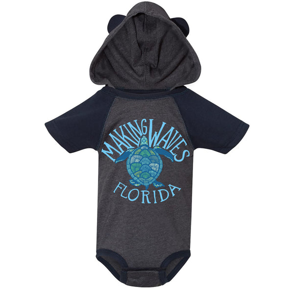 Sea Turtle Florida Hooded Baby Onesie