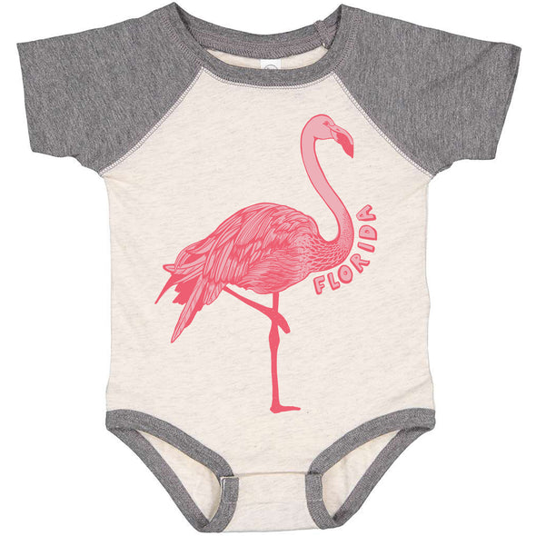 Flamingo Florida Baseball Baby Onesie