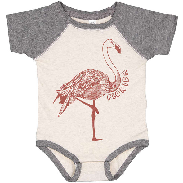 Flamingo Florida Baseball Baby Onesie