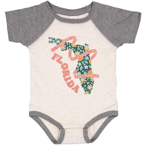 Sunshine State Map Florida Baseball Baby Onesie